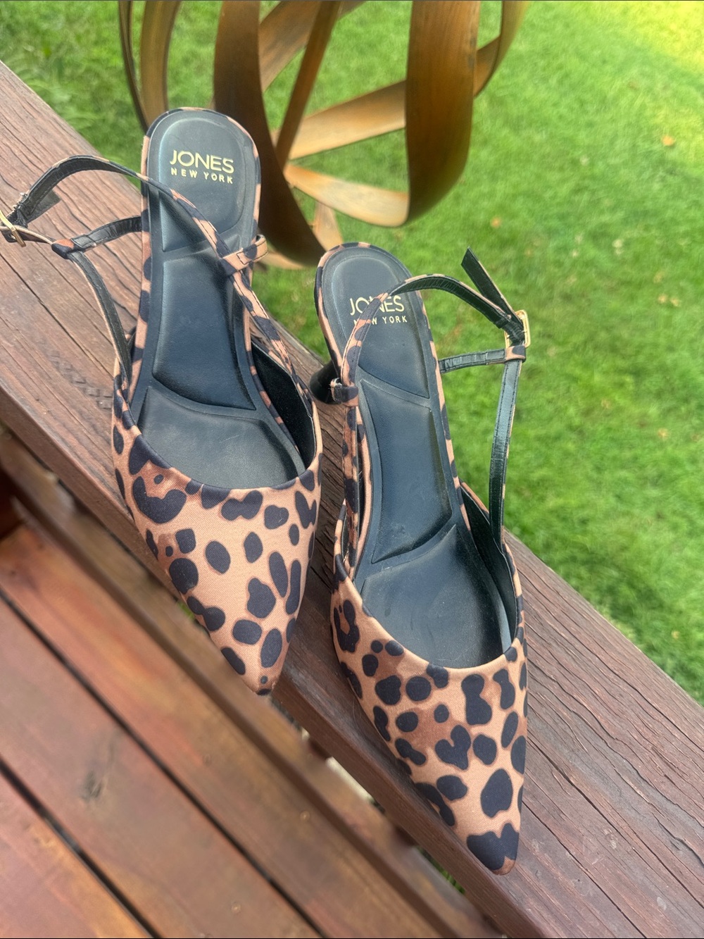 Jones New York Leopard-Print Pointed Slingback Heels - Brown/Black